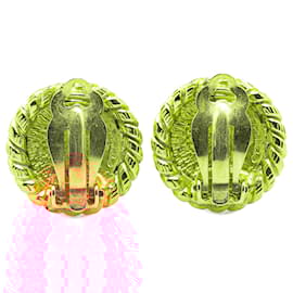 Chanel-Boucles d'oreilles rondes à clip en or plaqué CC de Chanel-Doré