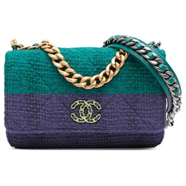 Chanel-Chanel Green Tweed 19 Wallet On Chain-Green
