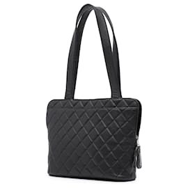 Chanel-Sac à épaule en caviar matelassé noir Chanel-Noir