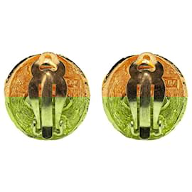 Chanel-Chanel Gold Gold Plated CC Clip On Earrings-Golden
