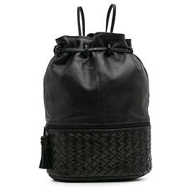 Bottega Veneta Black Nappa Intrecciato Drawstring Backpack Black