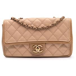 Chanel-Chanel Brown Medium Bicolor Calfskin Graphic Flap-Brown,Other,Camel