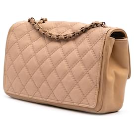 Chanel-Chanel Brown Moyen Bicolore Cuir de Veau Graphique Rabat-Marron,Autre,Camel