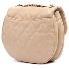 Chanel-Chanel Brown Petit Flap Bubble en Cuir de Veau Vieilli CC-Marron,Beige