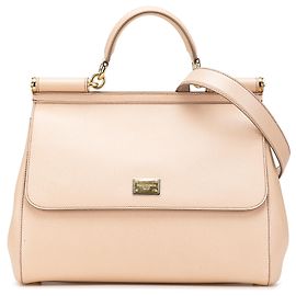 Bolsa Miss Sicily grande em couro de bezerro marrom da Dolce & Gabbana Marrom Bege