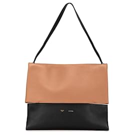 Céline-Celine Brown Tricolor Leather All Soft Shoulder Bag-Brown,Other