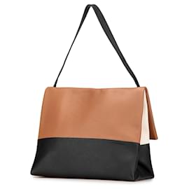 Céline-Celine Brown Tricolor Leather All Soft Shoulder Bag-Brown,Other