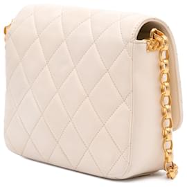 Chanel-Chanel Blanc Moyen Cuir Matelassé CC Poche à Monnaie-Blanc,Écru
