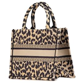 Dior-Dior Brown Mizza Small Embroidered Canvas Leopard Book Tote-Brown