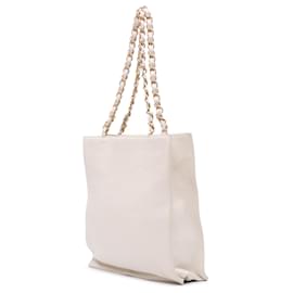 Chanel-Sac shopping Nord-Sud en cuir de veau vieilli brillant blanc Chanel-Blanc,Écru