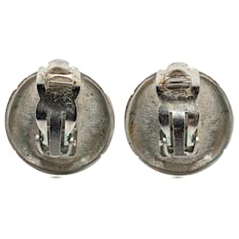Chanel-Chanel Silver Silver CC Round Clip On Earrings-Silvery