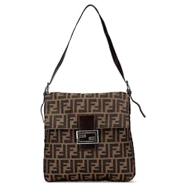 Fendi-Fendi Brown Zucca Canvas Shoulder Bag-Brown