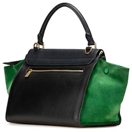 Céline-Celine Black Medium Tricolor Leather Trapeze Satchel-Other