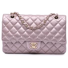 Chanel-Chanel Pink Medium Classic Iridescent Calfskin Double Flap-Pink