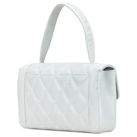 Chanel-Chanel Blue Quilted Lambskin Wild Stitch Top Handle Flap-Blue,Light blue