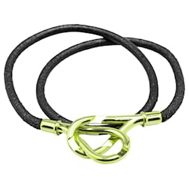 Hermès-Bracelet en cuir noir Atame Double Tour d'Hermès-Noir