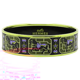 Hermès-Bracelet en émail noir large Hermès 65-Noir