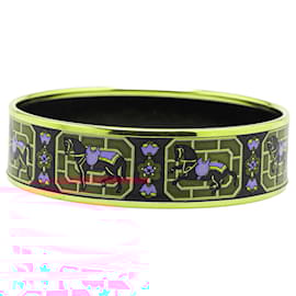 Hermès-Bracelet en émail noir large Hermès 65-Noir