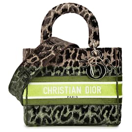 Dior-Dior Brown Mizza Medium Embroidered Velvet Leopard Lady D Lite-Brown