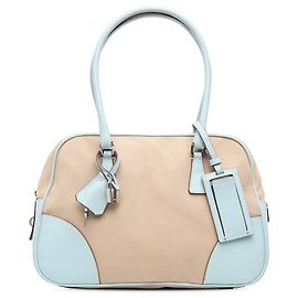 Prada Brown Canvas Canapa Bauletto Brown Blue Beige Other Light blue