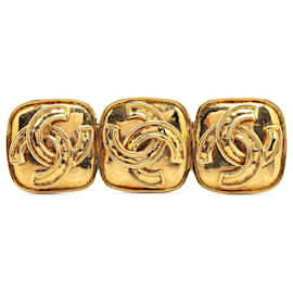 Chanel-Chanel Gold Gold Plated Triple CC Brooch-Golden