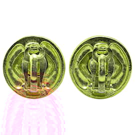 Chanel-Chanel Gold Gold Plated CC Round Clip on Earrings-Golden