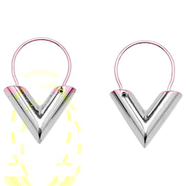 Louis Vuitton-Louis Vuitton Gold Gold Plated Essential V Hoop Earrings-Golden
