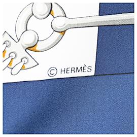 Hermès-Hermès Blue Cliquetis Silk Scarf 90-Blue,Dark blue
