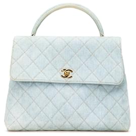 Chanel-Sac à main Chanel Kelly en denim bleu-Bleu,Autre