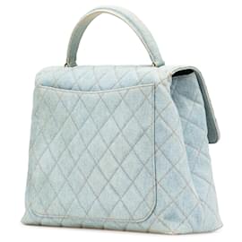 Chanel-Chanel Blue Denim Kelly Top Handle Bag-Blue,Other