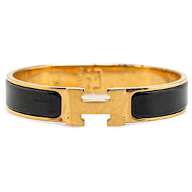 Hermès-Bracelet PM Hermès Clic Clac H en émail noir étroit-Noir