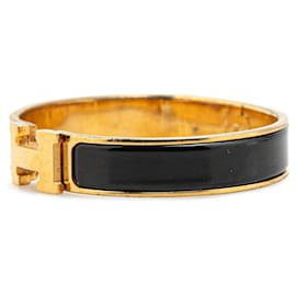 Hermès-Bracelet PM Hermès Clic Clac H en émail noir étroit-Noir
