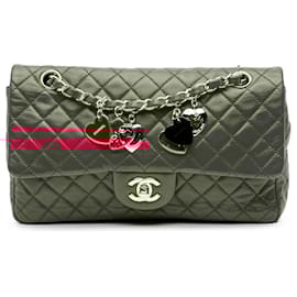 Chanel-Chanel Rose Moyen Classique Cuir d'Agneau Charms de Coeur de Saint-Valentin Rabat Simple-Rose,Autre