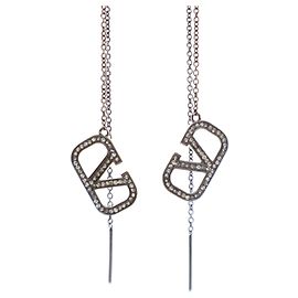 Orecchini threader VLogo in argento, ottone e strass Valentino Argento