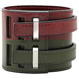 Hermès-Bracelet Etriviere en cuir extra large rouge Hermès-Rouge,Bordeaux
