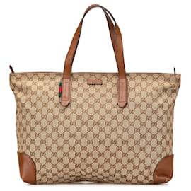 Gucci-Gucci Brown GG Canvas Tote-Brown,Beige