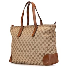 Gucci-Gucci Brown GG Canvas Tote-Brown,Beige