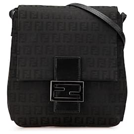 Fendi-Fendi Black Zucchino Canvas Crossbody-Black