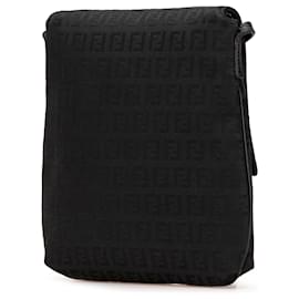 Fendi-Sac à bandoulière en toile Zucchino noir de Fendi-Noir