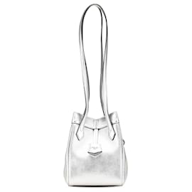 Fendi-Fendi Silver Mini Leather Origami Shoulder Bag-Silvery
