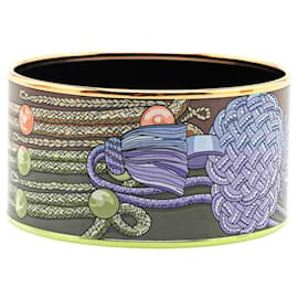 Hermès-Bracelet en émail Brandebourg extra large Hermès marron 70-Marron