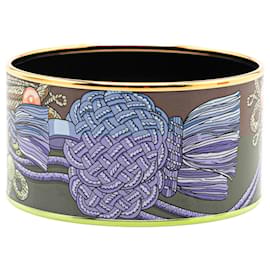 Hermès-Bracelet en émail Brandebourg extra large Hermès marron 70-Marron