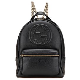Gucci Black Soho Leather Chain Backpack Black