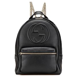 Gucci-Gucci Black Soho Leather Chain Backpack-Black