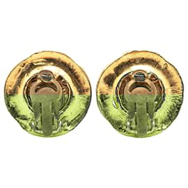 Chanel-Chanel Gold Gold Plated CC Round Clip On Earrings-Golden