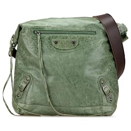 Balenciaga-Sac messager classique Motocross en agneau vert Balenciaga-Vert
