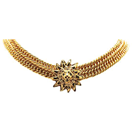 Chanel-Chanel Gold Gold Plated Lion Head Choker Necklace-Golden