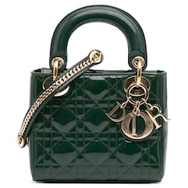Dior-Dior Green Mini Patent Cannage Lady Dior-Green,Dark green