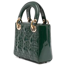 Dior-Dior Green Mini Patent Cannage Lady Dior-Green,Dark green