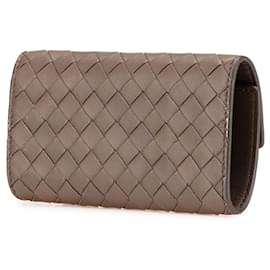 Bottega Veneta-Bottega Veneta Brown Nappa Intrecciato Key Case-Brown